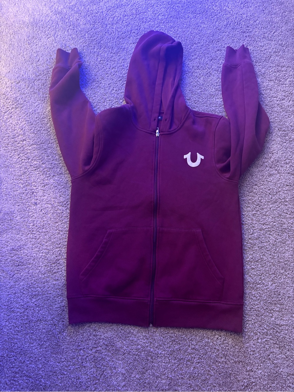 True Religion Burgundy Zip-Up Hoodie